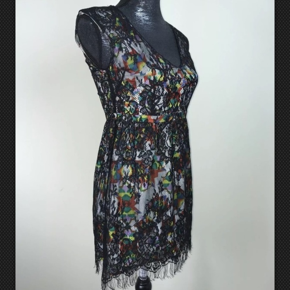 Petticoat Alley Lace Fringe Tank Top Shirt Dress - Picture 2 of 6